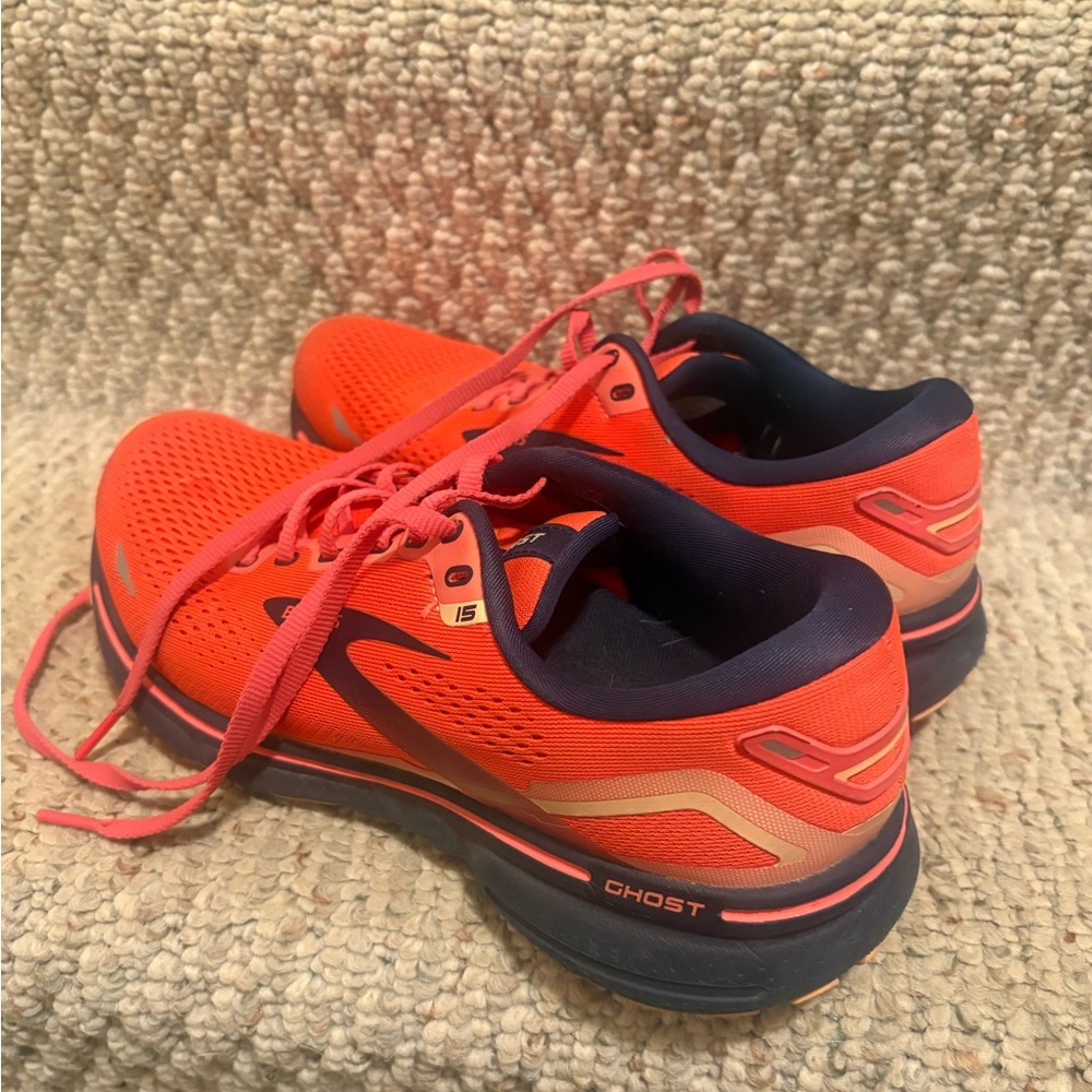 Brooks Ghost 15 Athletic Shoes - Orange and Navy